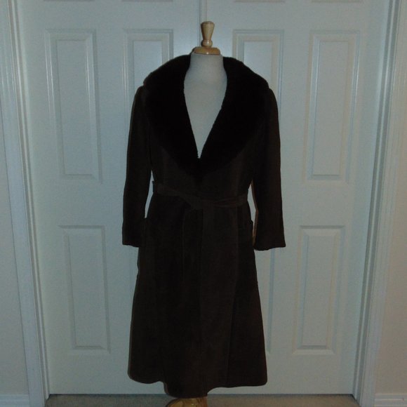 GENUINE SUEDE LEATHER LONG COAT (GENUINE SHEARLING?) - Picture 1 of 8